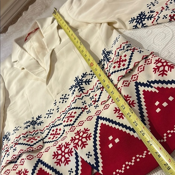 Shinesty Red and Cream Nordic Holiday Pattern Blazer Jacket size 36 - Picture 8 of 12